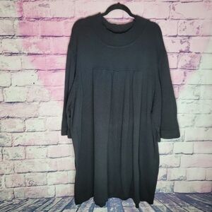 ULLA POPKEN BLACK 100% KNIT COTTON DRESS MODEST NEUTRAL MINIMALIST 36/38